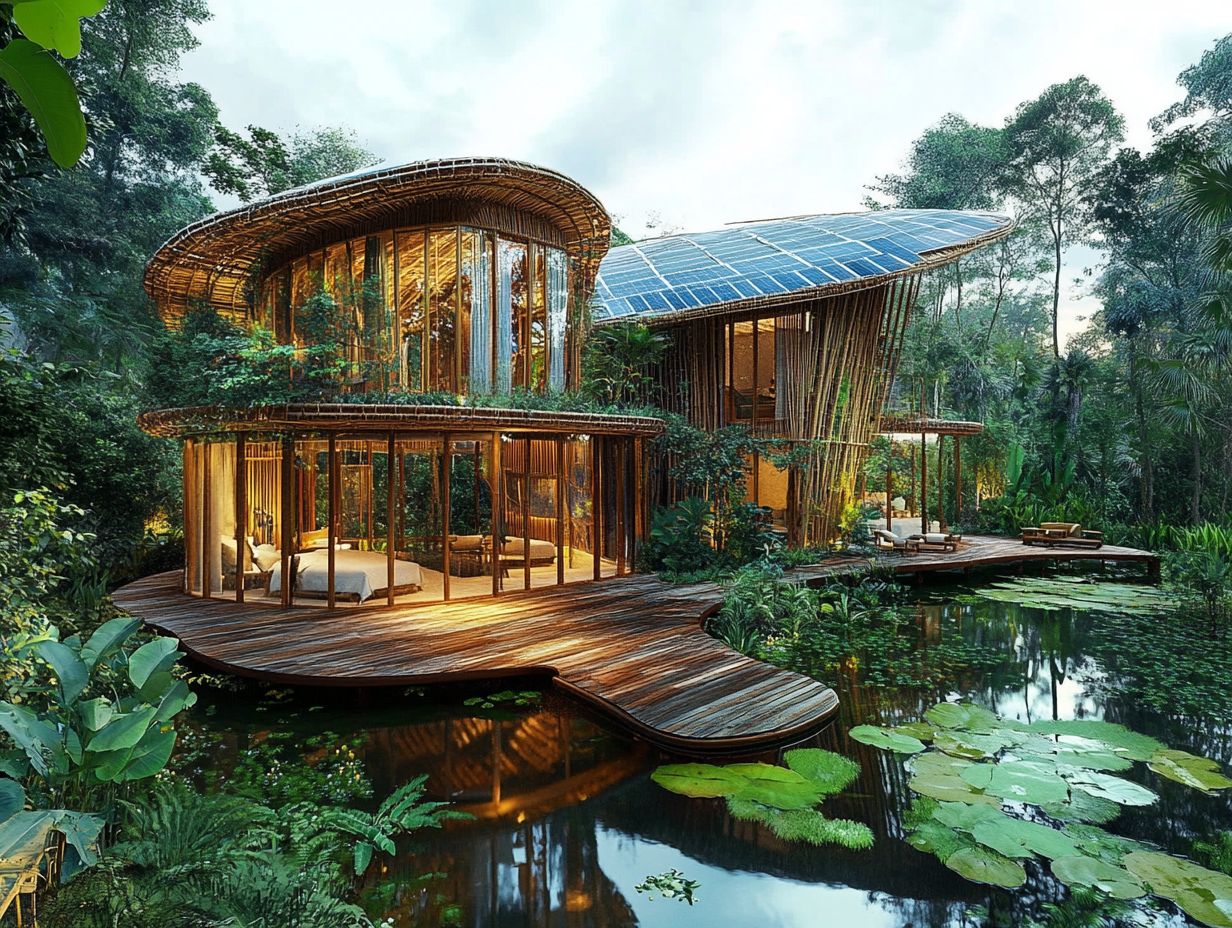 A sustainable hotel showcasing eco-friendly practices.