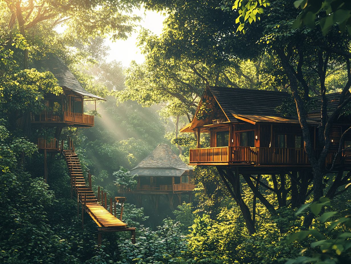 A beautiful sustainable treehouse hotel in a natural setting.