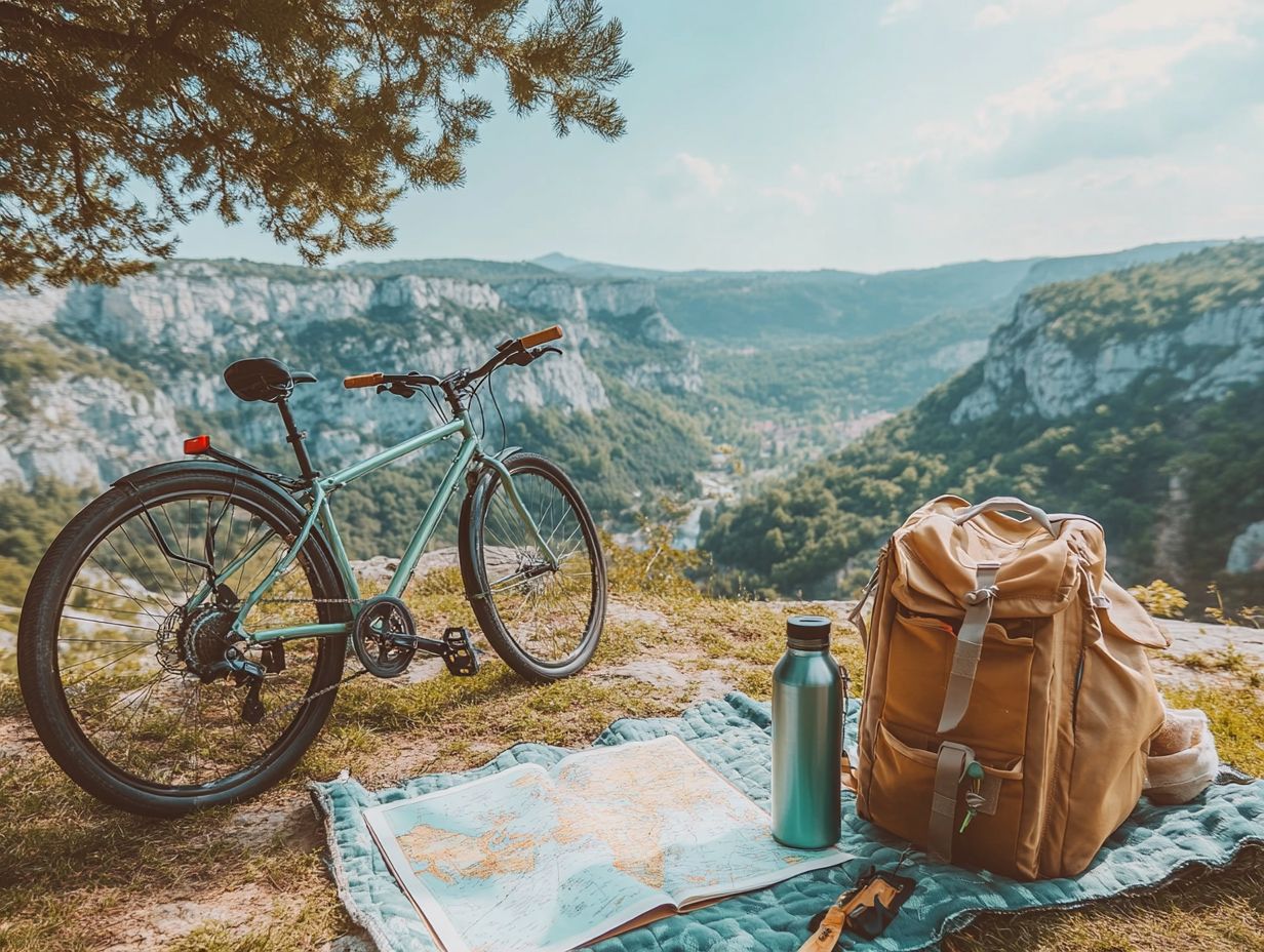 A cyclist enjoying eco-friendly travel options on a budget.