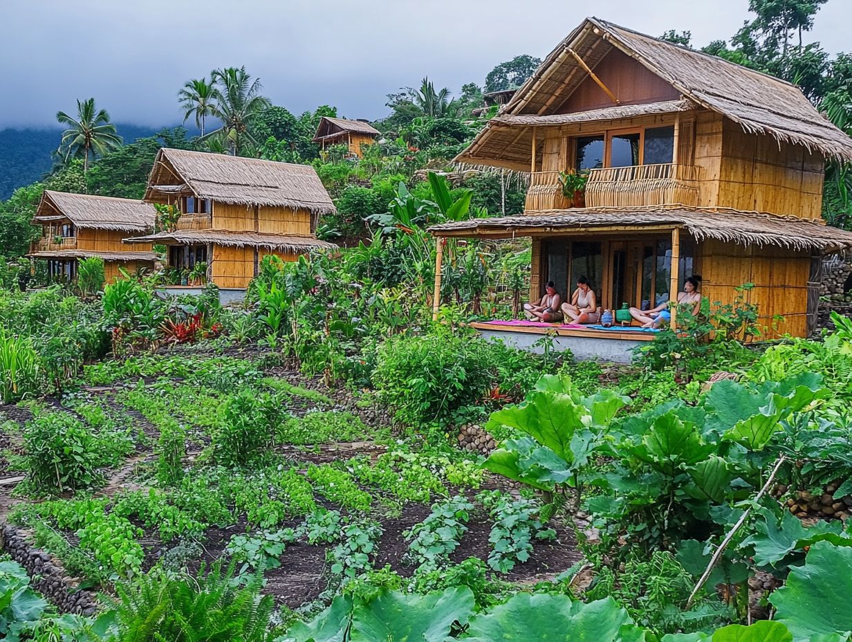 Collage of eco-friendly resorts with unique activities