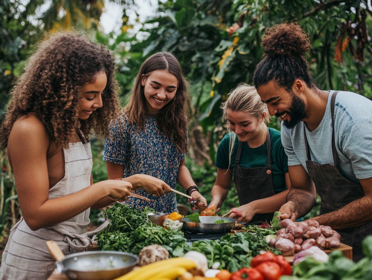 A visual guide to frequently asked questions on sustainable cooking.