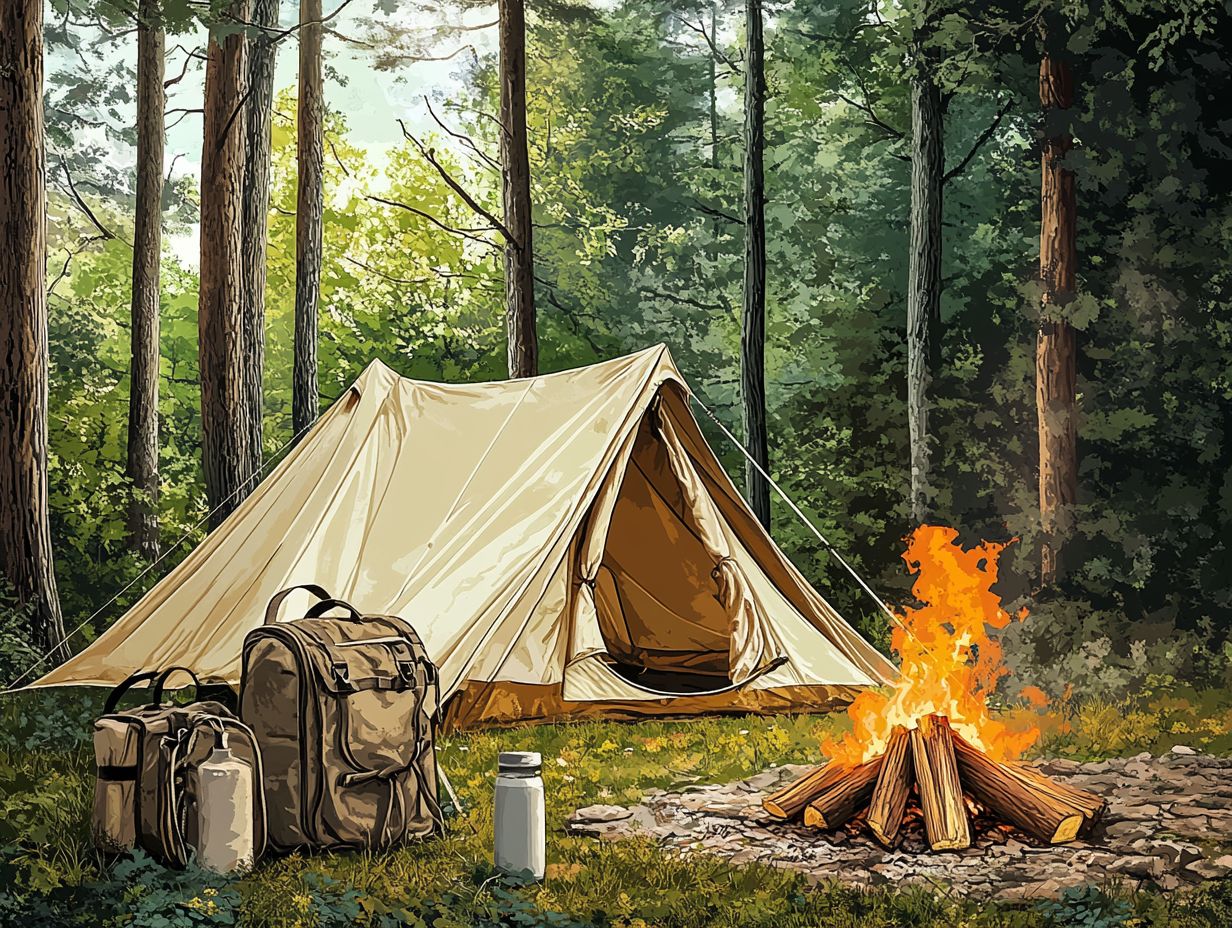 A visually engaging guide on tips for reducing carbon footprint while camping.