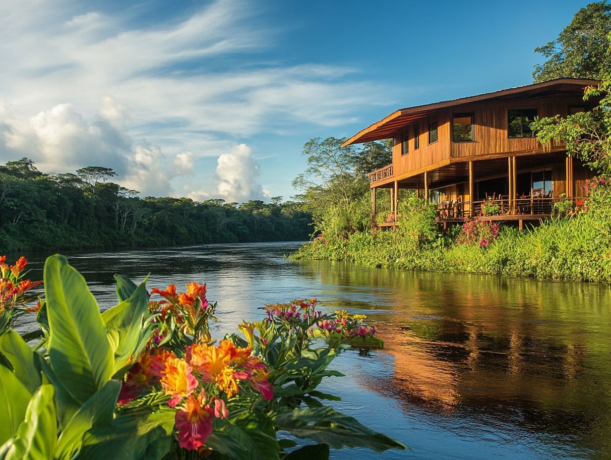 Aerial view of Tucano Lodge in the Amazon rainforest