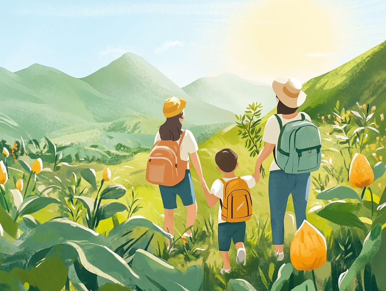 Illustration of sustainable travel tips for families