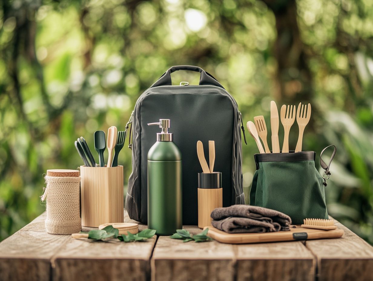 An assortment of eco-friendly travel items to reduce environmental impact