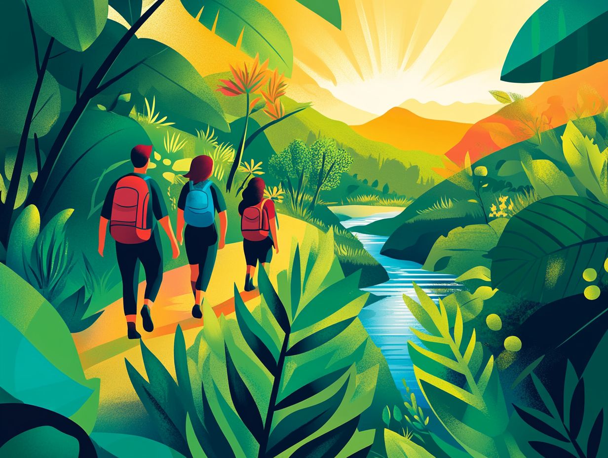 Illustration showing how travel supports environmental conservation efforts.