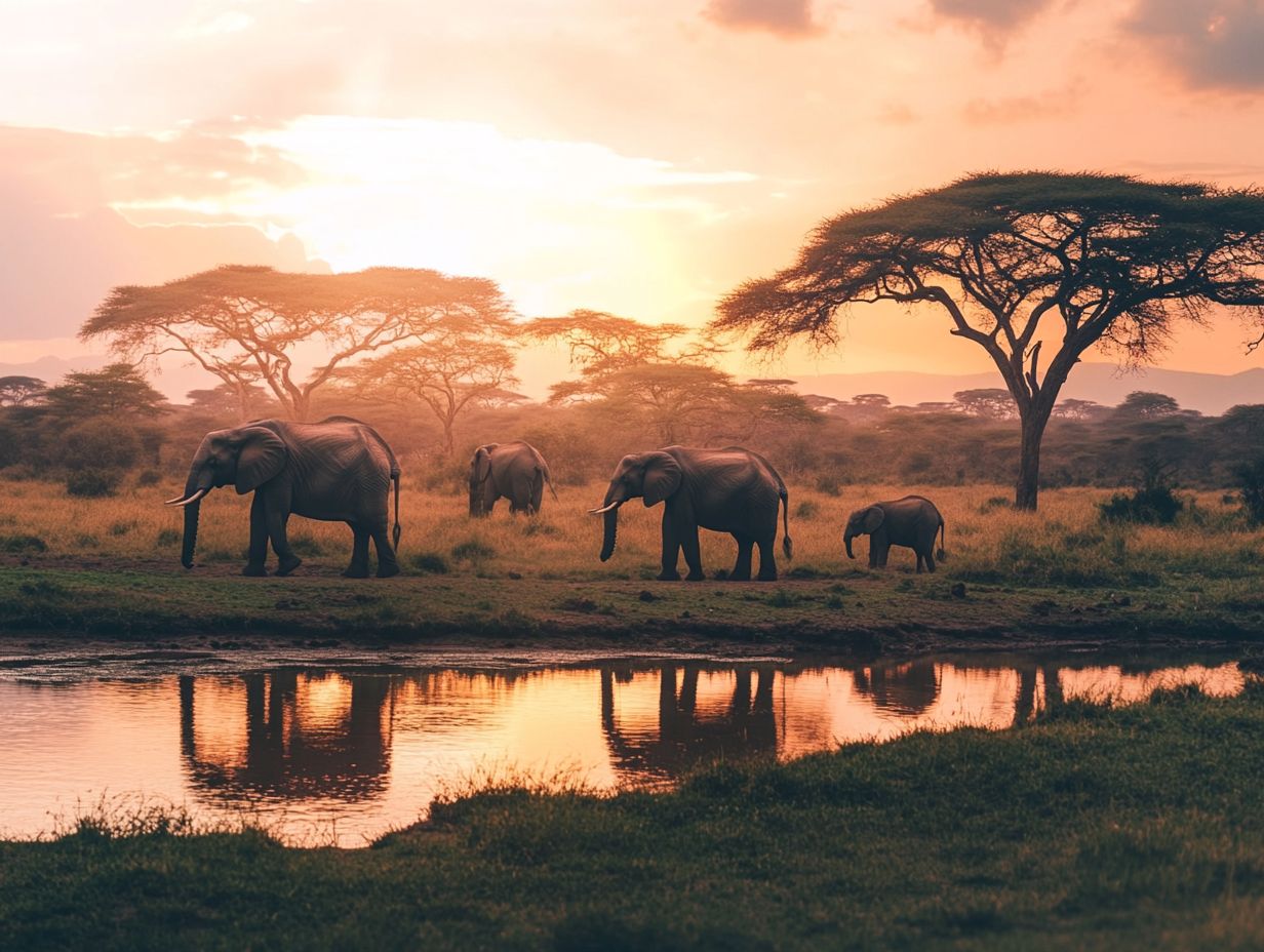 Wild elephants roaming in South Luangwa National Park, Zambia